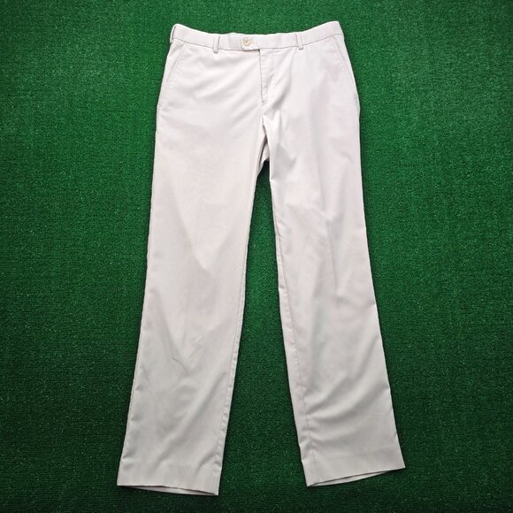 Peter Millar Pants Mens 34x32 Beige Wicking Chino Durham High Drape Performance - Picture 1 of 13